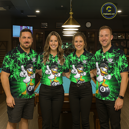 Custom Green Funny Duck Billiard Shirt for Men Billiard Team Jersey League 8 Ball Pool Shirts NNT171