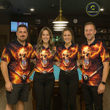 Load image into Gallery viewer, Thunder Red Skull Billiard 8 Ball &amp; Sticks Billiard Shirt For Men Personalized Billiard Ball Shirts NYN2655