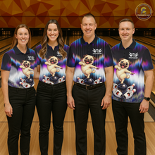 Load image into Gallery viewer, Custom Colorful Funny Pug Dog Bowling Shirt Bowling Jersey for Men Polo &amp; 1/4-Zip Bowling Outfit QZT905