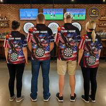 Load image into Gallery viewer, Custom US Flag Funny Eagle Dartboard Darts Men Polo &amp; 1/4-Zip Shirts Patriotic Dart Team Jerseys NYN2805