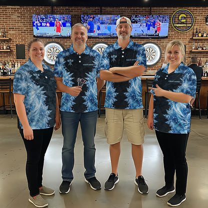 Icy Snowflake Blue Dartboard Men Darts Polo & 1/4-Zip Shirts Custom Darts Clothing Team Shirt Jersey NYN3034