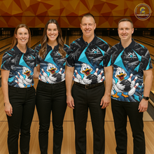Load image into Gallery viewer, Custom Turquoise Funny Duck Bowling Jersey for Men Bowling League Bowling Team Shirts Polo &amp; 1/4 Zip HN233