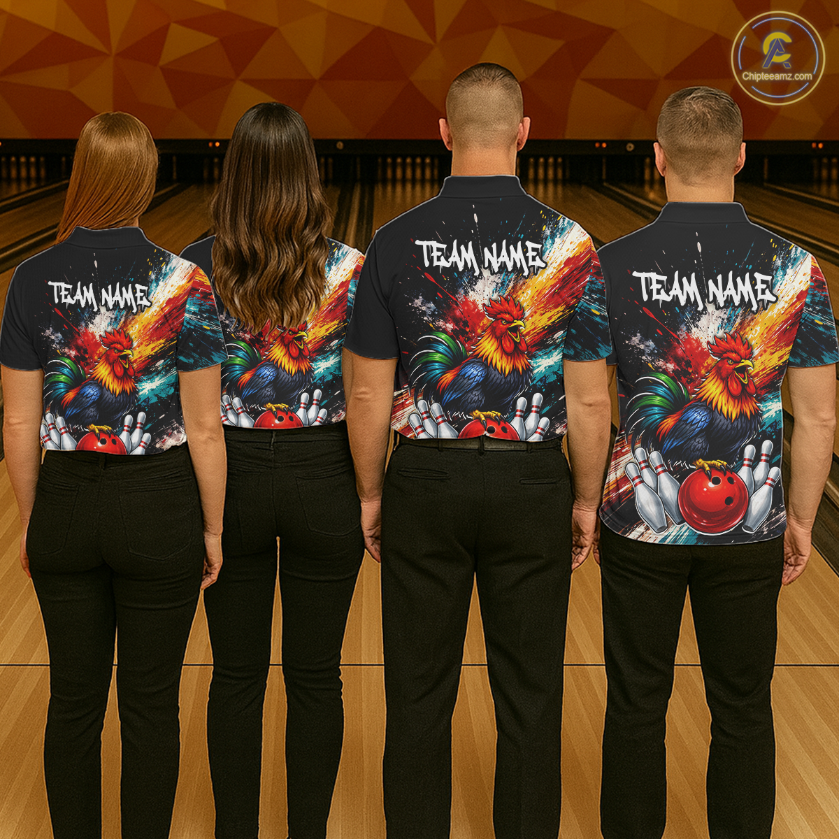 Custom Funny Rooster Bowling Jersey for Women Bowling Team Shirts Bowling Polo & 1/4 Zip HNT256