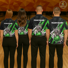 Load image into Gallery viewer, Custom Green Raccoon Bowling Jersey for Men Bowling Team Shirts Bowling Polo &amp; 1/4 Zip HNT254