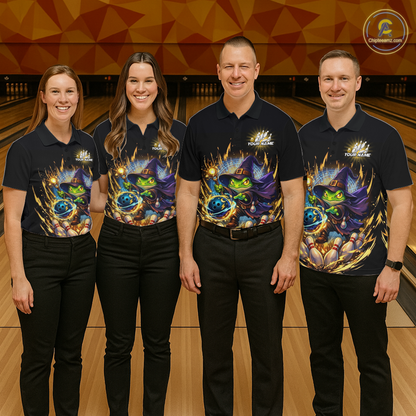 Personalized Frog Wizard Bowling Shirt for Women Flame Bowling Jersey League Polo & Quarter-Zip QZT890