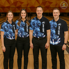 Load image into Gallery viewer, Custom Flame Skull Bowling Jerseys for Men Bowling League Polo &amp; 1/4 Zip Bowling Team Shirts HNT203