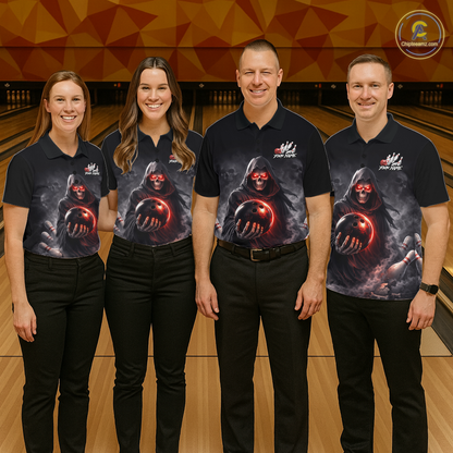 Personalized Grim Reaper Bowling Team Shirt for Men Bowling Jersey Polo & 1/4-Zip Bowling Outfit QZT881