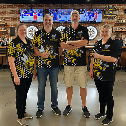 Custom Funny Bee Dart Team Shirt for Men Dart League Jersey Polo & 1/4-Zip Dartboard Shirt Outfit DHT17