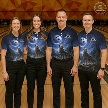 Load image into Gallery viewer, Custom Majestic Wolf Bowling Shirt for Women King Crown Bowling Jersey Polo &amp; Quarter-Zip QZT964