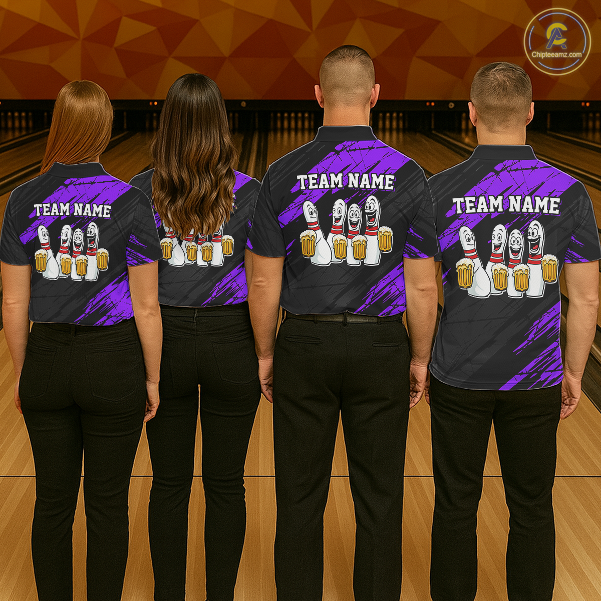 Custom Purple Funny Bowling Tournament Jersey for Men Bowling Team Shirts Polo & 1/4 Zip HNT178