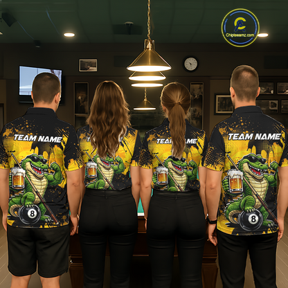 Custom Beer Alligator 8 Ball Pool Shirts Billiard Shirt for Men Billiard Team Jersey Billiard League NNT182
