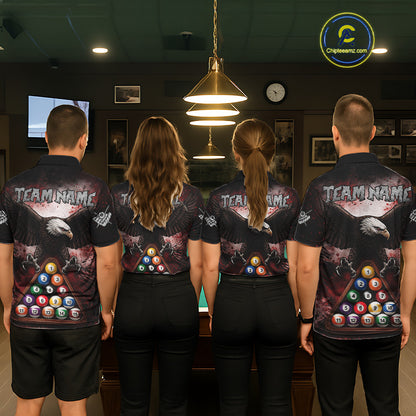 Red Grunge Eagle 8 Ball Billiard Pool Shirt For Women Custom Claws Billiard Attire Team Jersey NYN3063