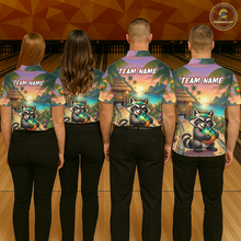 Load image into Gallery viewer, Floral Raccoon Bowling Shirt for Men Custom Bowling Team Jersey Polo &amp; Quarter-Zip QZT993
