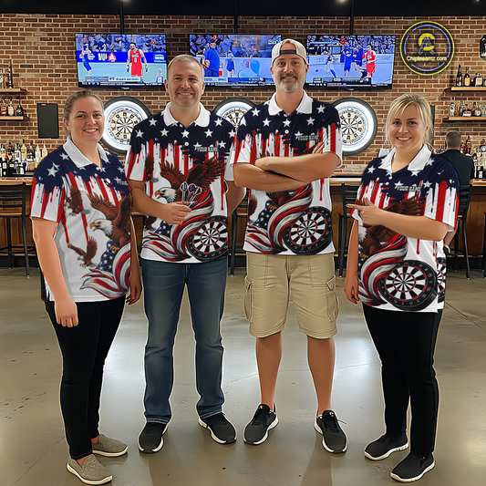 US Flag Eagle 3D Dartboard Men Darts Team Shirt Personalized Patriotic Dart Quarter-Zip Jerseys NYN2571