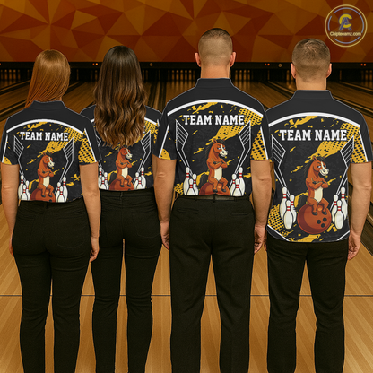 Custom Yellow Funny Horse Bowling Tournament Jersey for Women Bowling Team Shirts Polo & 1/4 Zip HNT180