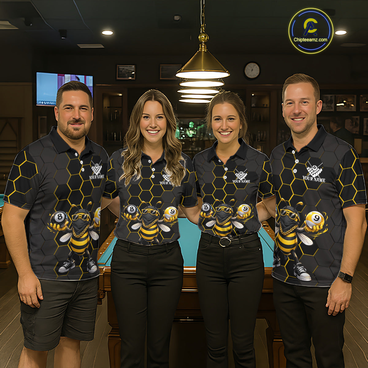 Hexagon Funny Thief-Bee 8 Ball And 9 Ball Men Billiard Pool Jersey Custom Billiard Team Appeal NYN2760