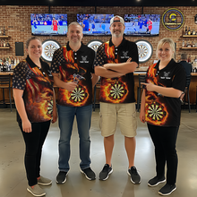 Load image into Gallery viewer, Custom Flame US Flag Eagle Darts Shirt for Women Darts Team Jerseys Dart Tournament Polo &amp; 1/4 Zip NNT112