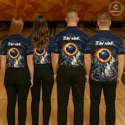Wolf Bowling Jersey for Women Polo & 1/4 Zip Custom Wolf Bowling Team Shirts Bowling League HNT205