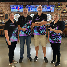 Load image into Gallery viewer, Purple Holographic Dartboard Grunge Dart Polo Shirts For Women Custom Name For Darters NYN2282