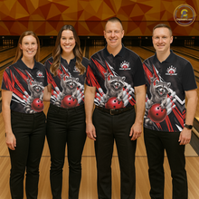 Load image into Gallery viewer, Custom Red Raccoon Bowling Jersey for Women Bowling Team Shirts Bowling Polo &amp; 1/4 Zip HNT254