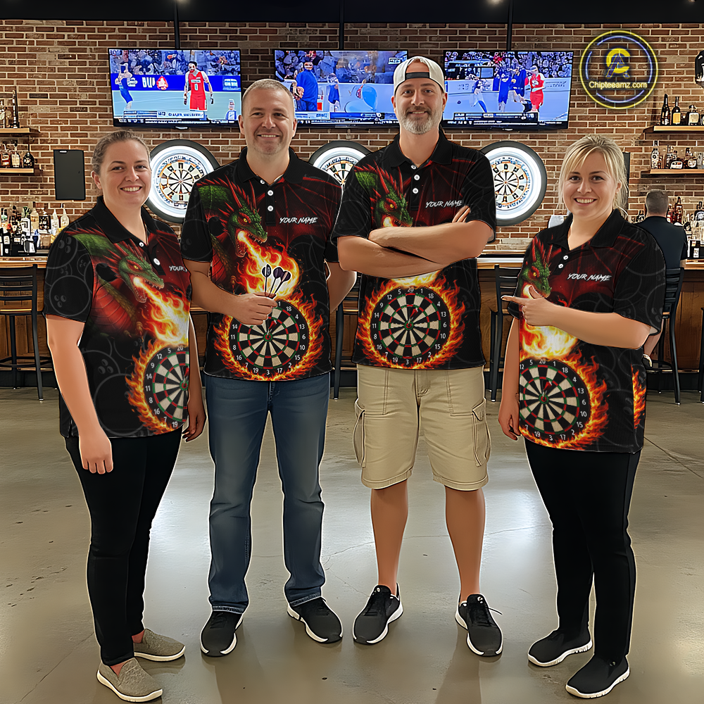Custom Flame Dragon Darts Shirt for Women Darts Team Jerseys Dartboard Shirt Dart League NNT264