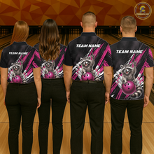 Load image into Gallery viewer, Custom Pink Raccoon Bowling Jersey for Men Bowling Team Shirts Bowling Polo &amp; 1/4 Zip HNT254