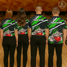 Load image into Gallery viewer, Custom Green Raccoon Funny Bowling Jersey for Men Bowling Team Shirts Polo &amp; 1/4 Zip HNT247