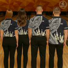 Load image into Gallery viewer, Black and Gold Tribal Pattern Bowling Jersey for Men Bowling Uniform Bowling Team Shirts HNT225