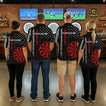 Load image into Gallery viewer, Custom Red US Flag Darts Shirt for Women Darts Team Jerseys Dart Tournament Polo &amp; 1/4 Zip NNT116
