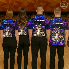 Load image into Gallery viewer, Custom Neon Funny Raccoon Bowling Team Jersey for Men Bowling Shirt Bowling Tournament Polo &amp; 1/4-Zip QZT957