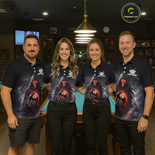 Load image into Gallery viewer, Custom Grim Reaper Billiard Shirts for Women 8 Ball Pool Shirt Polo &amp; Quarter-Zip Billiard Jersey Unisex BHT7
