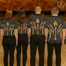 Load image into Gallery viewer, Black And Gold Crown Bowling Ball Polo &amp; 1/4-Zip Shirts For Women Custom Tribal Bowling Team Jerseys NYN3124