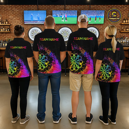 Colorful Splatter Dartboard Grunge Dart Polo Shirts For Men Custom Name For Darters NYN2281