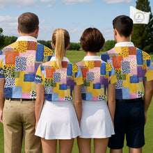 Load image into Gallery viewer, Funny Plaid Mens Golf Polo Shirt Custom Colorful Leopard Square Pattern Team Golf Tops, Golf Gifts NHN0218
