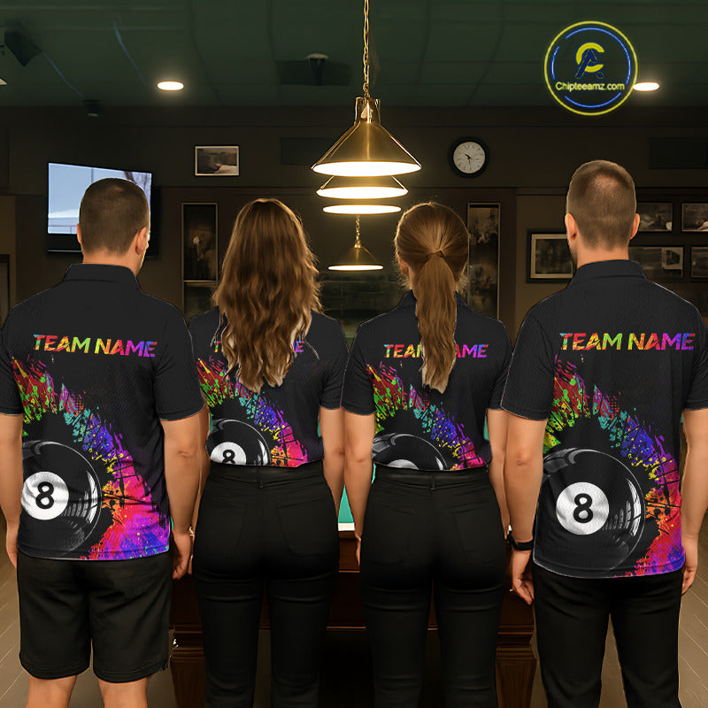 Custom Colorful Splatter Men's Billiard Ball Shirt Personalized Ball 8 Billiard Team Shirt NYN2342