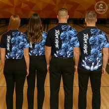 Load image into Gallery viewer, Custom Flame Skull Bowling Jerseys for Men Bowling League Polo &amp; 1/4 Zip Bowling Team Shirts HNT203