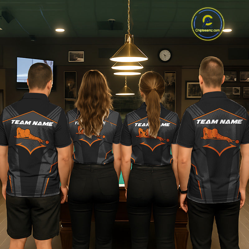 Custom 8 Ball Pool Team Shirts Men's Billiard Attire Personalized Billiard Ballls Gifts|Orange NYN2395