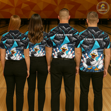 Load image into Gallery viewer, Custom Turquoise Funny Duck Bowling Jersey for Men Bowling League Bowling Team Shirts Polo &amp; 1/4 Zip HN233