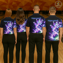 Load image into Gallery viewer, Neon Aurora Bowling Shirt Custom Galaxy Glow Bowling Jersey for Men Polo &amp; Quarter-Zip QZT967