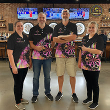 Load image into Gallery viewer, Pink Holographic Dartboard Grunge Darts Polo Shirts For Men Custom Name For Darters NYN2705