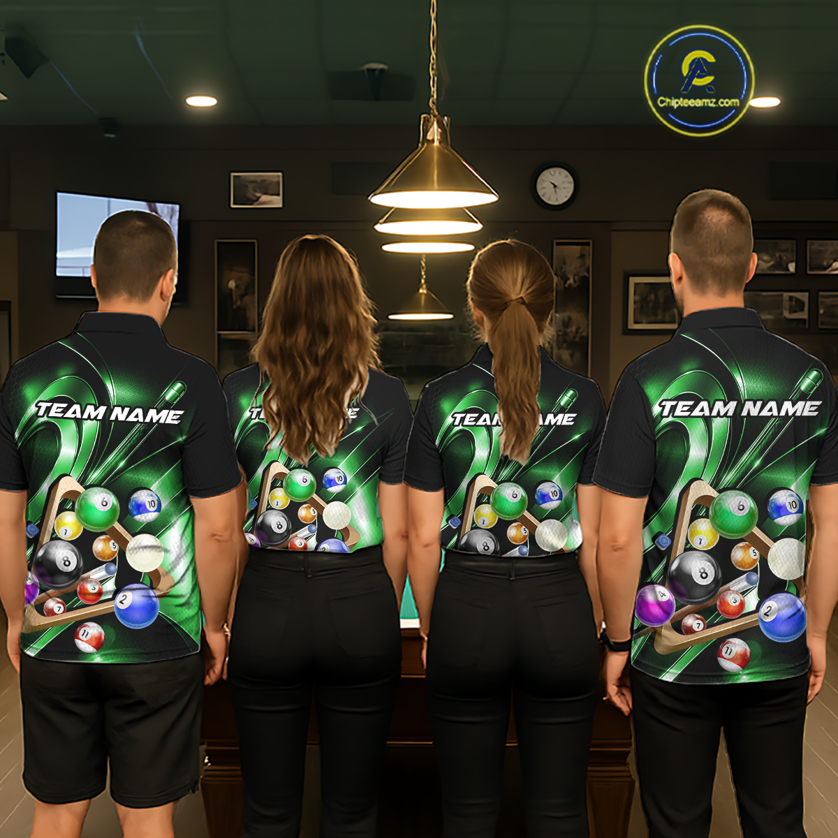 Custom Ball Pool Shirts Green Billiard Shirt for Women Billiard Team Jersey Billiard League NNT180