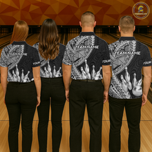 Load image into Gallery viewer, Black and White Tribal Pattern Bowling Jersey for Men Bowling Uniform Bowling Team Shirts HNT225