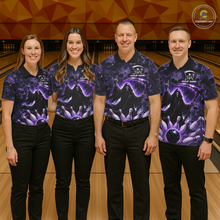 Load image into Gallery viewer, Custom Grim Reaper Bowling Shirt for Men Skull Pattern Bowling Jersey Polo &amp;1/4 Zip QZT978