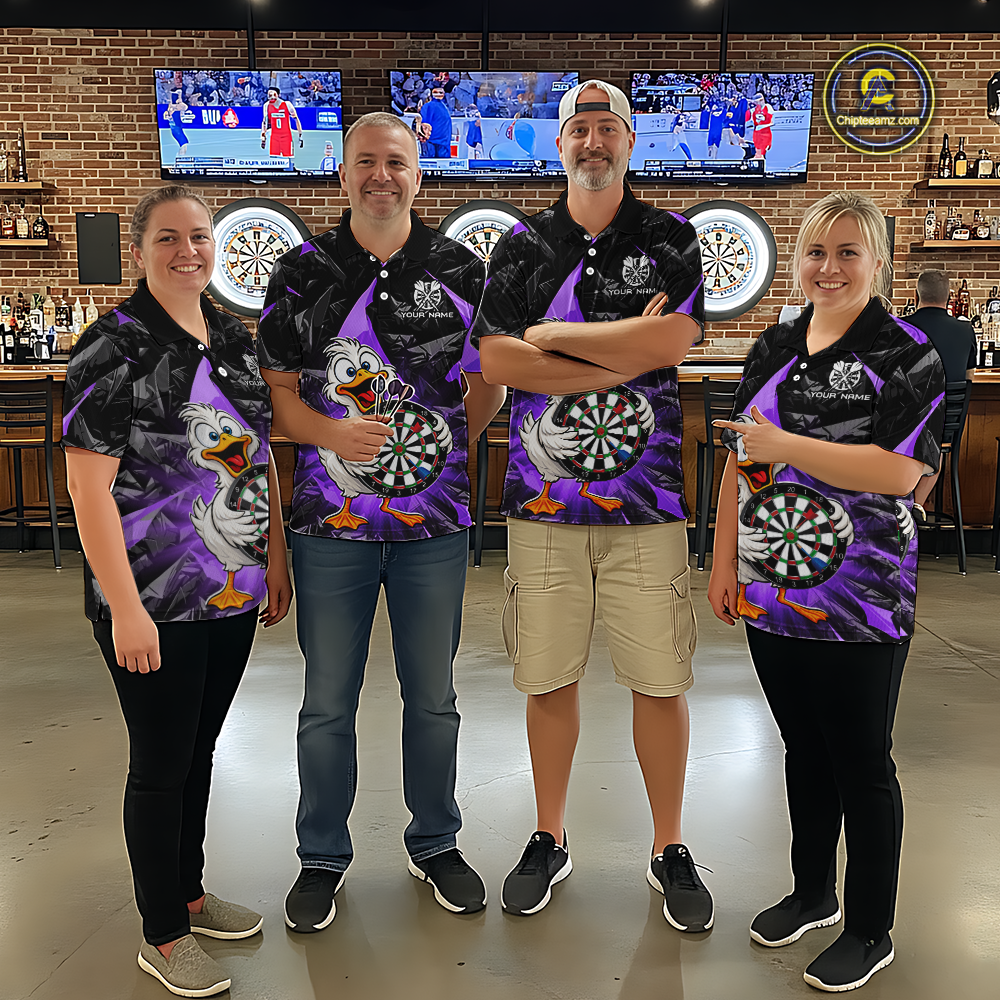 Custom Purple Duck Funny Dart Shirt Dart Team Jersey for Women Dartboard Polo & 1/4Zip NNT167