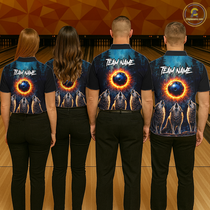Flame Wolf Bowling Jersey for Women Bowling Uniform Polo &1/4 Zip Custom Bowling Team Shirts HNT252