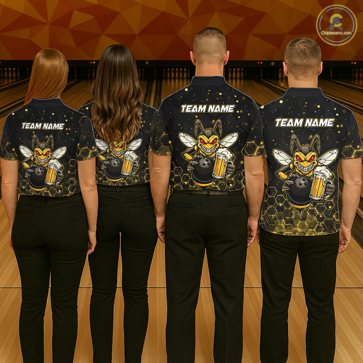 Custom Funny Beer Bee Bowling Jersey for Men Bowling Team Shirts Polo & 1/4 Zip HNT191