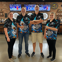 Load image into Gallery viewer, Custom Turquoise Duck Funny Dart Shirt Dart Team Jersey for Men Dartboard Polo &amp; 1/4Zip NNT167