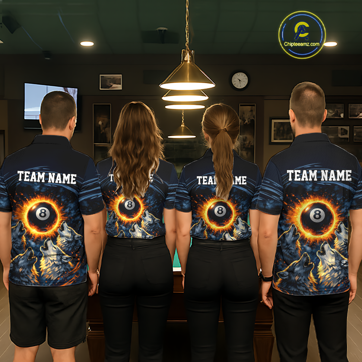 Personalized Funny Wolf 8 Ball Pool Men Billiard Polo & 1/4 Zip, Billiard Shirt, Billiard Team Jerseys NNT144