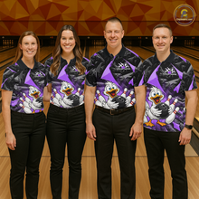 Load image into Gallery viewer, Custom Purple Funny Duck Bowling Jersey for Women Bowling League Bowling Team Shirts Polo &amp; 1/4 Zip HN233