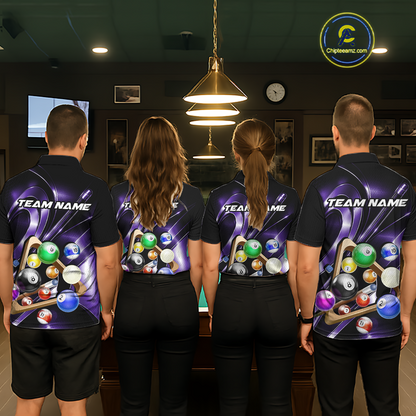 Custom Ball Pool Shirts Purple Billiard Shirt for Women Billiard Team Jersey Billiard League NNT180